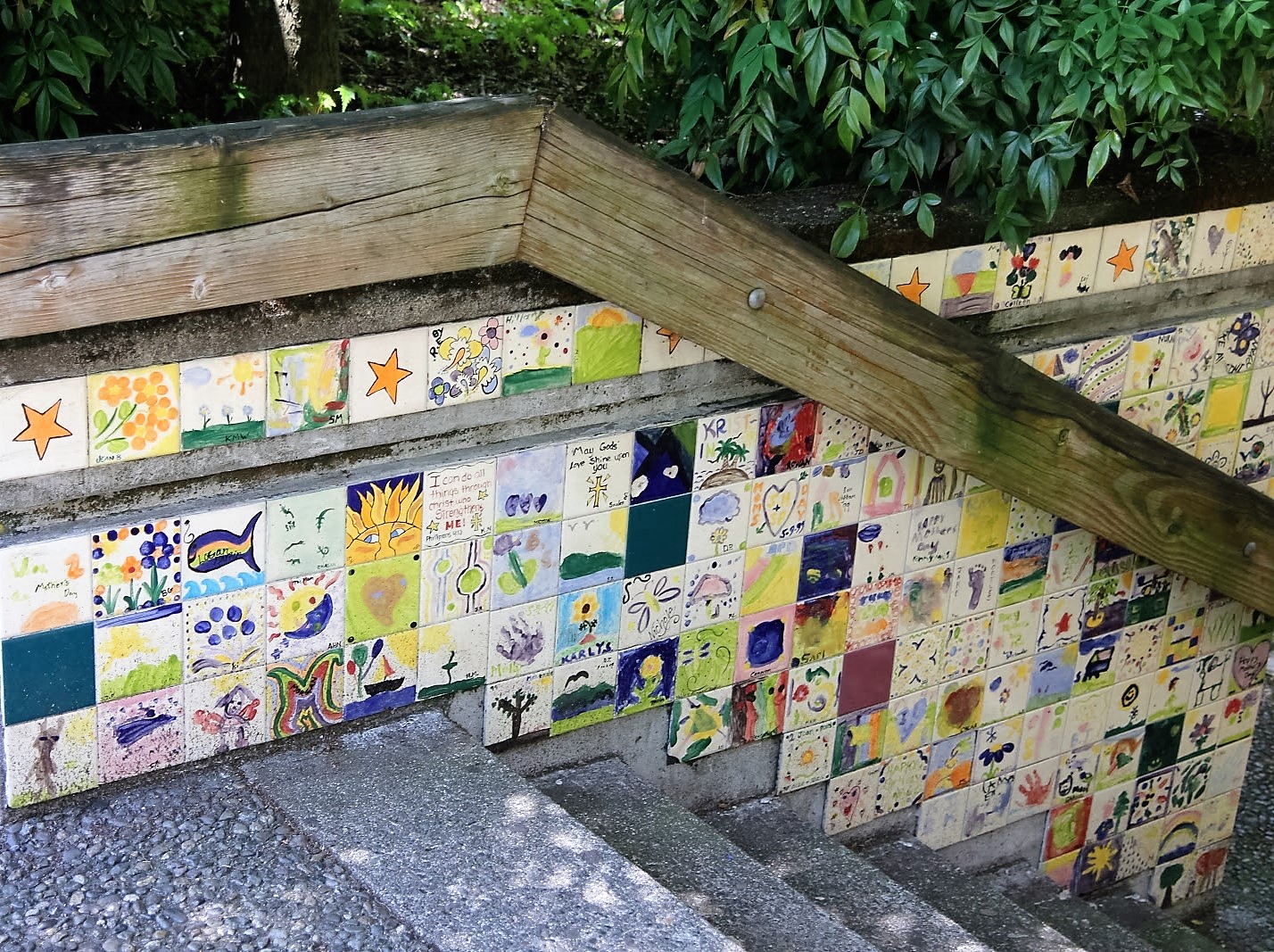 Creative expressions: Local children's artwork adorns Kirkland's walkways.